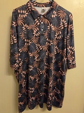 Floral Golf Performance Polo Shirt 2XL/3XL Hawaiian Tropical Moisture Wicking
